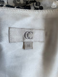 COUNTRY CASUALS SILK MIX WHITE & BLACK PRINT BIAS CUT PCCASION DRESS SIZE 14