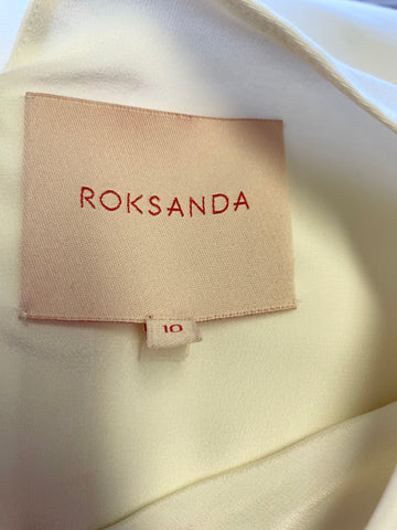 ROKSANDA IVORY SILK BLEND PLEATED SLEEVE DETAIL PENCIL DRESS SIZE 10
