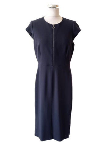 BRAND NEW LK BENNETT SUZETTE SLOANE BLUE ZIP FRONT PENCIL DRESS SIZE 14