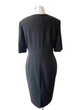 LK BENNETT JODIE BLACK WOOL BLEND SHORT SLEEVE PENCIL DRESS SIZE 14