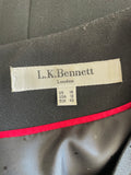 LK BENNETT JODIE BLACK WOOL BLEND SHORT SLEEVE PENCIL DRESS SIZE 14