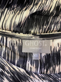 GHOST BLACK & IVORY PRINT TWIST FRONT SLEEVELESS PENCIL DRESS SIZE XS