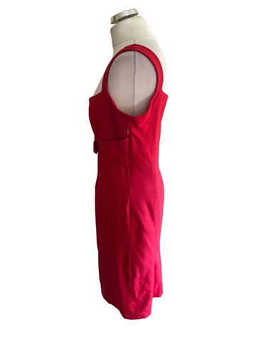COAST RED SLEEVELESS BUCKLE TRIM PENCIL DRESS SIZE 14 & LONG SLEEVE SHRUG