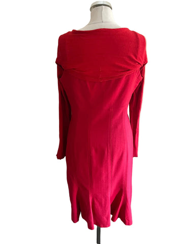 COAST RED SLEEVELESS BUCKLE TRIM PENCIL DRESS SIZE 14 & LONG SLEEVE SHRUG