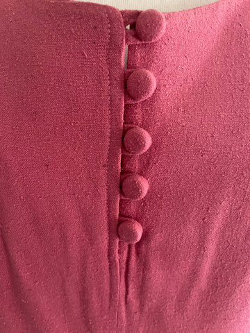 PRISCILLA LOWRY SILKS LONDON PINK PURE SILK SHORT SLEEVED A-LINE MIDI DRESS  SIZE 14