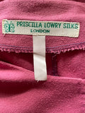 PRISCILLA LOWRY SILKS LONDON PINK PURE SILK SHORT SLEEVED A-LINE MIDI DRESS  SIZE 14