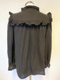 THE SHIRT COMPANY BLACK COTTON FRILL TRIM & LONG SLEEVED SHIRT SIZE 8