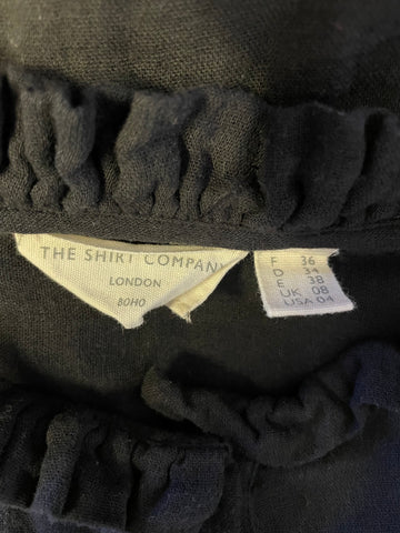 THE SHIRT COMPANY BLACK COTTON FRILL TRIM & LONG SLEEVED SHIRT SIZE 8
