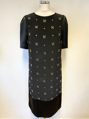 BRAND NEW JAEGER BLACK JEWEL BEAD FRONT SHORT SLEEVED SHIFT DRESS SIZE 8