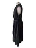 THE SHIRT COMPANY 100% LINEN BLACK SLEEVELESS MIDI WRAP DRESS SIZE 14