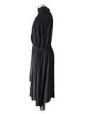 THE SHIRT COMPANY 100% LINEN BLACK SLEEVELESS MIDI WRAP DRESS SIZE 14