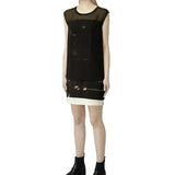 ALL SAINTS NISIA RESONATE SILK MIX BLACK & IVORY LAYERED SHIFT DRESS  SIZE 10