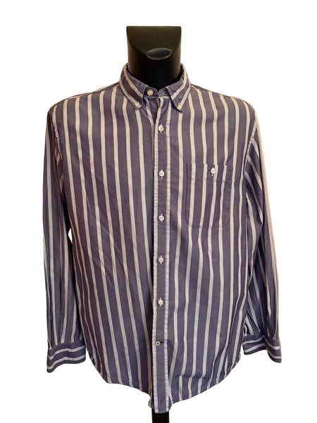 TOMMY HILFIGER BLUE & WHITE STRIPED LONG SLEEVED SHIRT SIZE L