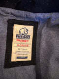 RHINO RUGBY BLACK WOOL & CANVAS MIX ZIP & BUTTON UP JACKET SIZE L