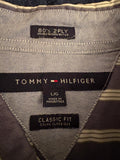 TOMMY HILFIGER BLUE & WHITE STRIPED LONG SLEEVED SHIRT SIZE L