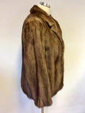 VINTAGE BROWN MINK FUR JACKET APPROX SIZE 14