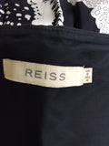 REISS BLACK & WHITE PRINT SILK STRAPLESS DRESS SIZE 8