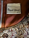 FRANK USHER BROWN BEADED & SEQUINED FLORAL SHORT SLEEVE TOP SIZE 14