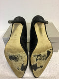 WHISTLES BLACK LEATHER SNAKESKIN HEELS SIZE 7.5/41