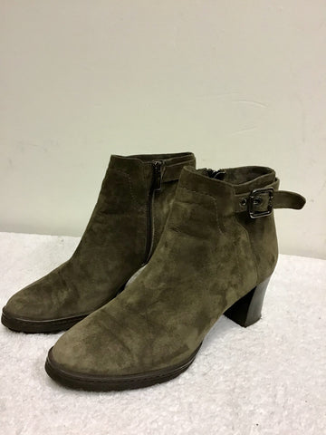 BLUE VELVET BROWN SUEDE HEELED ANKLE BOOTS SIZE 6.5/39.5
