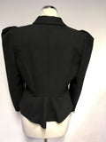 HOBBS NW3 BLACK WOOL PLEATED SHOULDER WOOL JACKET SIZE 12