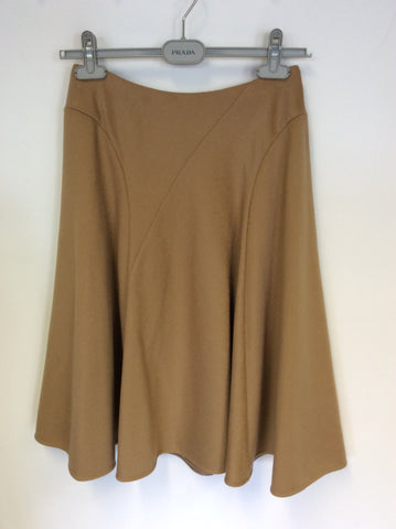 HOBBS CAMEL WOOL FLIPPY KNEE LENGTH SKIRT SIZE 8