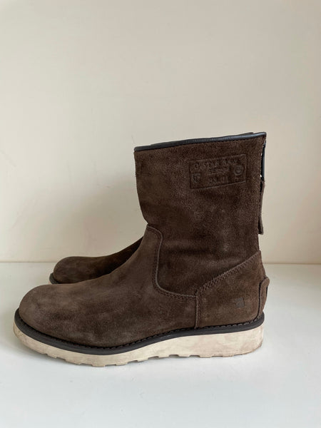 G STAR RAW BROWN SUEDE ZIP UP ANKLE BOOTS SIZE 3/36