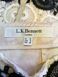 LK BENNETT CLAUDINE BLACK & CREAM CROCHET PENCIL SKIRT SIZE 10