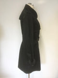 LAURA ASHLEY BLACK DOUBLE BREASTED BELTED TRENCH COAT SIZE 14