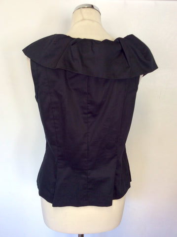 HOBBS BLACK PLEATED COLLAR SLEEVELESS TOP SIZE 12