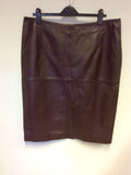 MARKS & SPENCER BROWN LEATHER STRAIGHT SKIRT SIZE 18