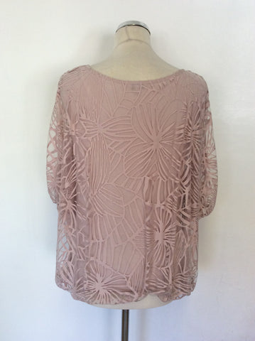 PHASE EIGHT PALE PINK SEMI SHEER PRINT OVERLAY TOP SIZE 10
