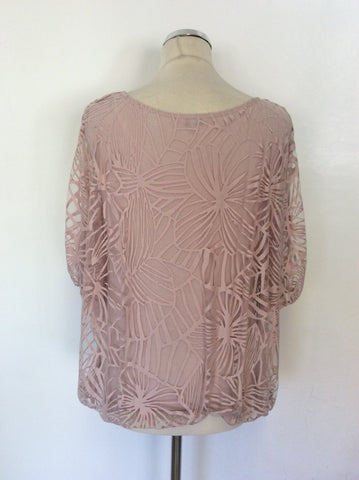 PHASE EIGHT PALE PINK SEMI SHEER PRINT OVERLAY TOP SIZE 10