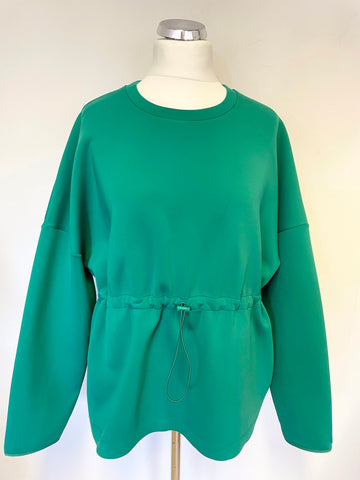 BRAND NEW SWEATY BETTY EMERALD GREEN LONG SLEEVE DRAW STRING TIE WAIST TOP SIZE XL