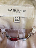 KAREN MILLEN CHAMPAGNE COLLARLESS SATIN 3/4 SLEEVE SHORT FITTED JACKET SIZE 10