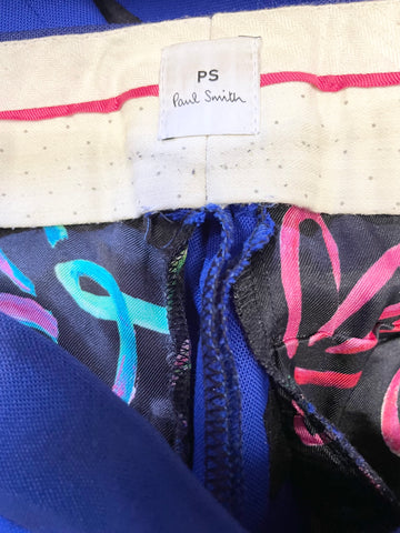 PAUL SMITH ROYAL BLUE 100% WOOL TAPERED LEG TROUSER SUIT SIZE 42 UK 10