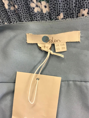 BRAND NEW BODEN DUCK EGG FLORAL PRINT CALF LENGTH WRAP DRESS SIZE 12R