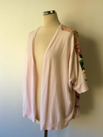 TED BAKER LIGHT PINK FLORAL PRINT CARDIGAN SIZE 2 FIT 10-14