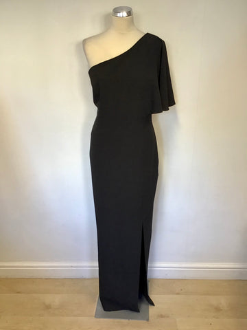 BRAND NEW PHASE EIGHT BLACK ONE SHOULDER LONG EVENING DRESS SIZE 16