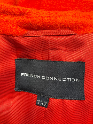 BRAND NEW FRENCH CONNECTION RED 100% WOOL KNEE LENGTH COAT SIZE S