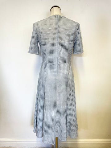 HOBBS LIGHT BLUE SHORT SLEEVED HOLE PUNCHED DESIGN SPECIAL OCCASION DRESS SIZE 10