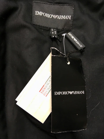 BRAND NEW EMPORIO ARMANI GREY COTTON & LEATHER TRIM ZIP UP JACKET SIZE 44 UK 12