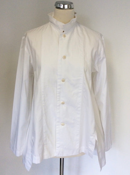 SHIRIN GUILD WHITE COTTON MANDARIN COLLAR LONG SLEEVE SHIRT SIZE M