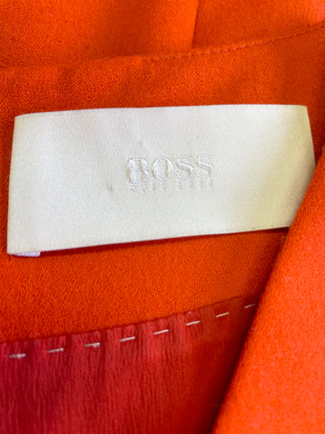 HUGO BOSS ORANGE WOOL HALF SLEEVE PENCIL DRESS SIZE 10