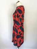 MARC BY MARC JACOBS RED FLORAL PRINT SHORT SLEEVE OCCASION DRESS SIZE 12 UK 16