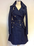 KAREN MILLEN DARK BLUE TRENCH COAT/MAC SIZE 10