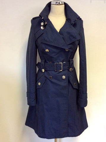 KAREN MILLEN DARK BLUE TRENCH COAT/MAC SIZE 10