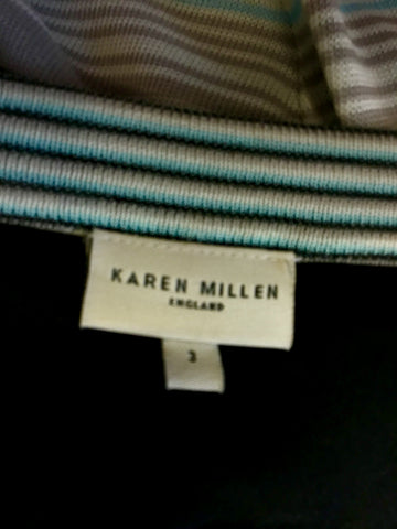 KAREN MILLEN FINE KNIT STRIPE SHORT SLEEVE DRESS SIZE 3 UK 12