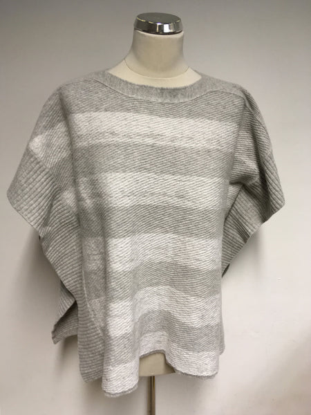 MASSIMO DUTTI GREY STRIPE WOOL & CASHMERE BLEND PONCHO SIZE XS