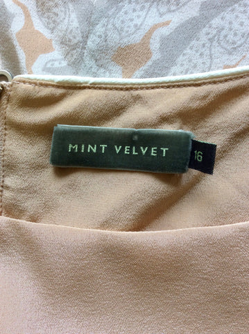 MINT VELVET PEACH,WHITE & GREY FLORAL PRINT SLEEVELESS TOP SIZE 16